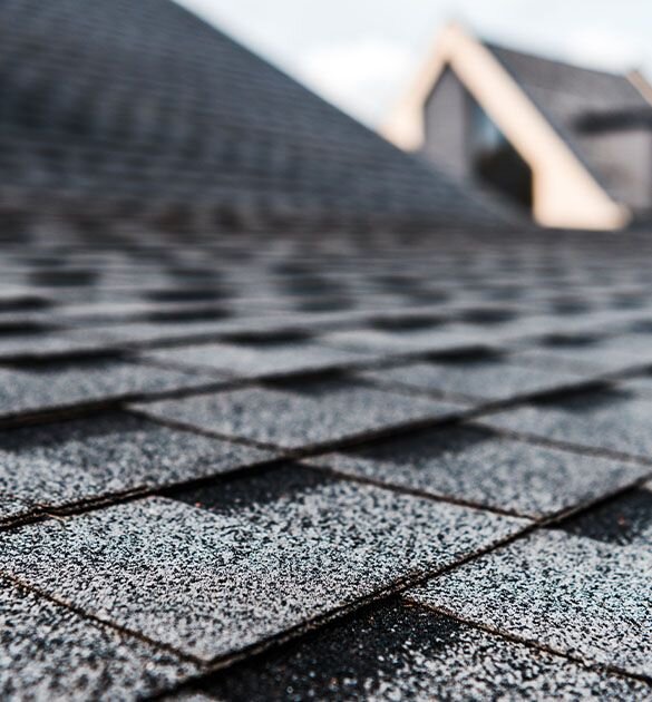 close up view of shingles on a roof